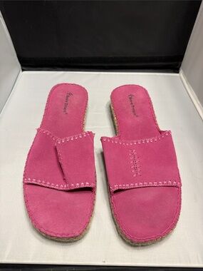 BareTraps Pink Suede Slide Sandals
